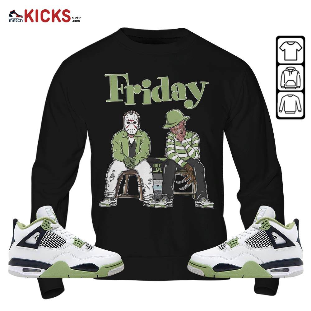 Friday Horror Sneaker Shirt Match Retro Oil Green 4s, Jordan 4 Oil Green MKO T-Shirt Friday Horror Sneaker Shirt Match Retro Oil Green 4s, Jordan 4 Oil Green MKO T-Shirt