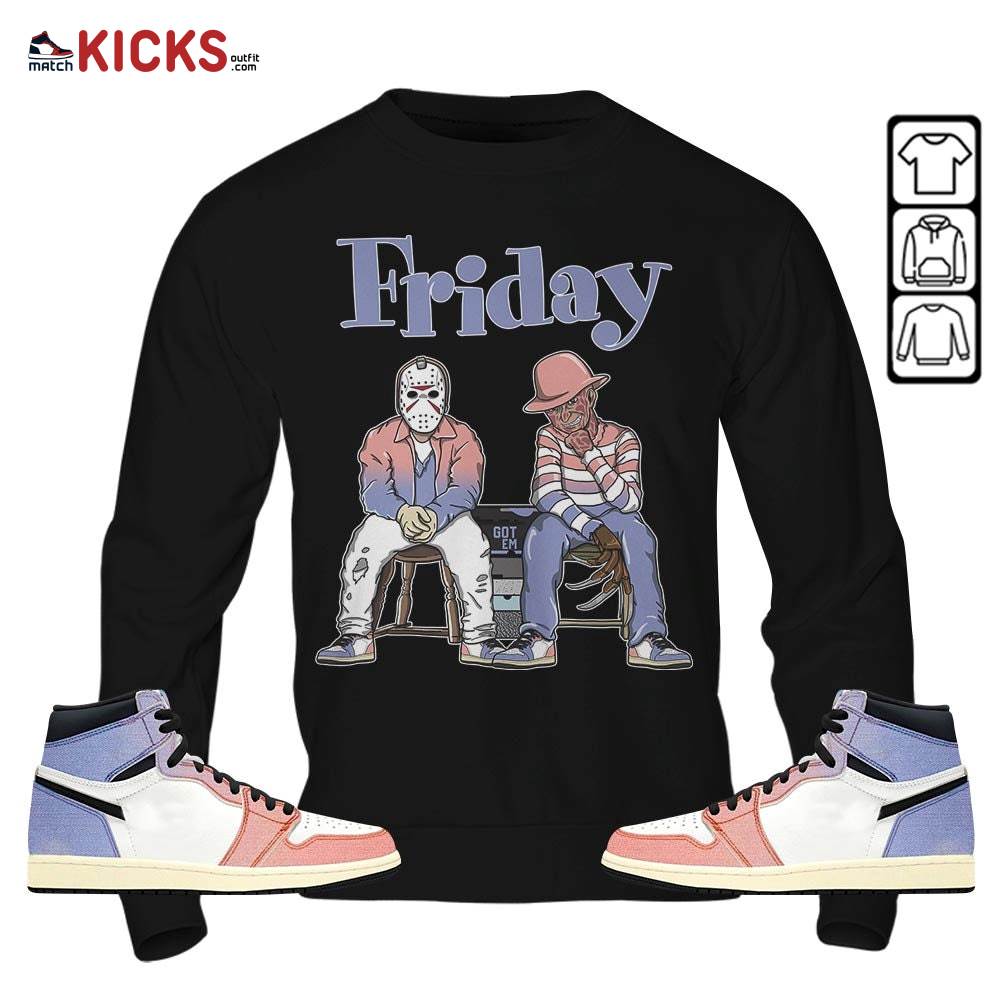 Friday Horror Sneaker Shirt Match Retro Skyline 1s, Jordan 1 High OG Skyline MKO T-Shirt Friday Horror Sneaker Shirt Match Retro Skyline 1s, Jordan 1 High OG Skyline MKO T-Shirt