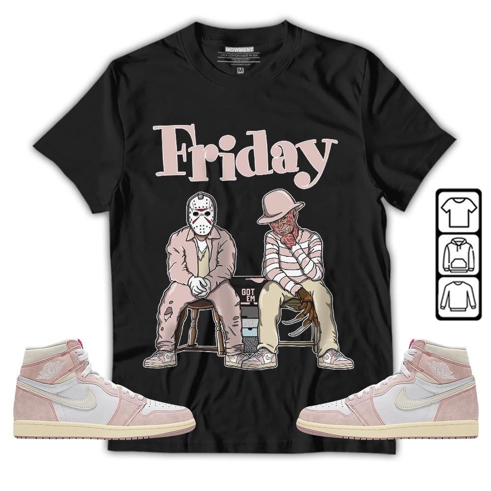 Friday Horror Sneaker Shirt Match Retro Washed Pink 1s, Jordan 1 High OG Washed Pink MKO T-Shirt Friday Horror Sneaker Shirt Match Retro Washed Pink 1s, Jordan 1 High OG Washed Pink MKO T-Shirt