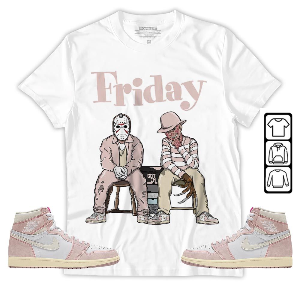 Friday Horror Sneaker Shirt Match Retro Washed Pink 1s, Jordan 1 High OG Washed Pink MKO T-Shirt Friday Horror Sneaker Shirt Match Retro Washed Pink 1s, Jordan 1 High OG Washed Pink MKO T-Shirt