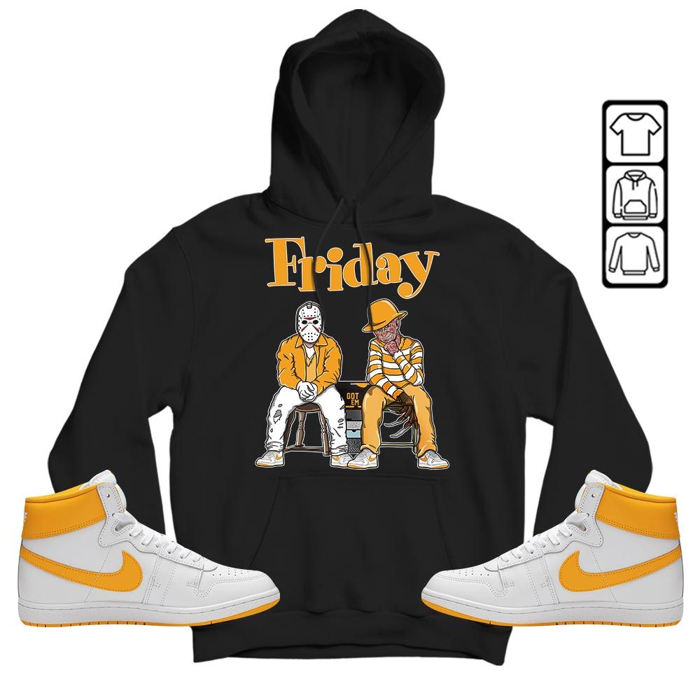 Friday Horror Sneaker Shirt Match University Gold, Ship SP University Gold MKO T-Shirt Friday Horror Sneaker Shirt Match University Gold, Ship SP University Gold MKO T-Shirt