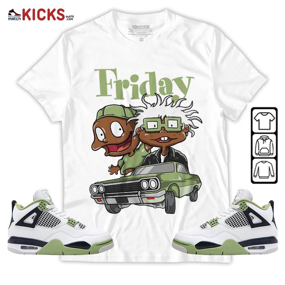 Friday Rugrats Sneaker Shirt Match Retro Oil Green 4s, Jordan 4 Oil Green MKO Sweatshirt