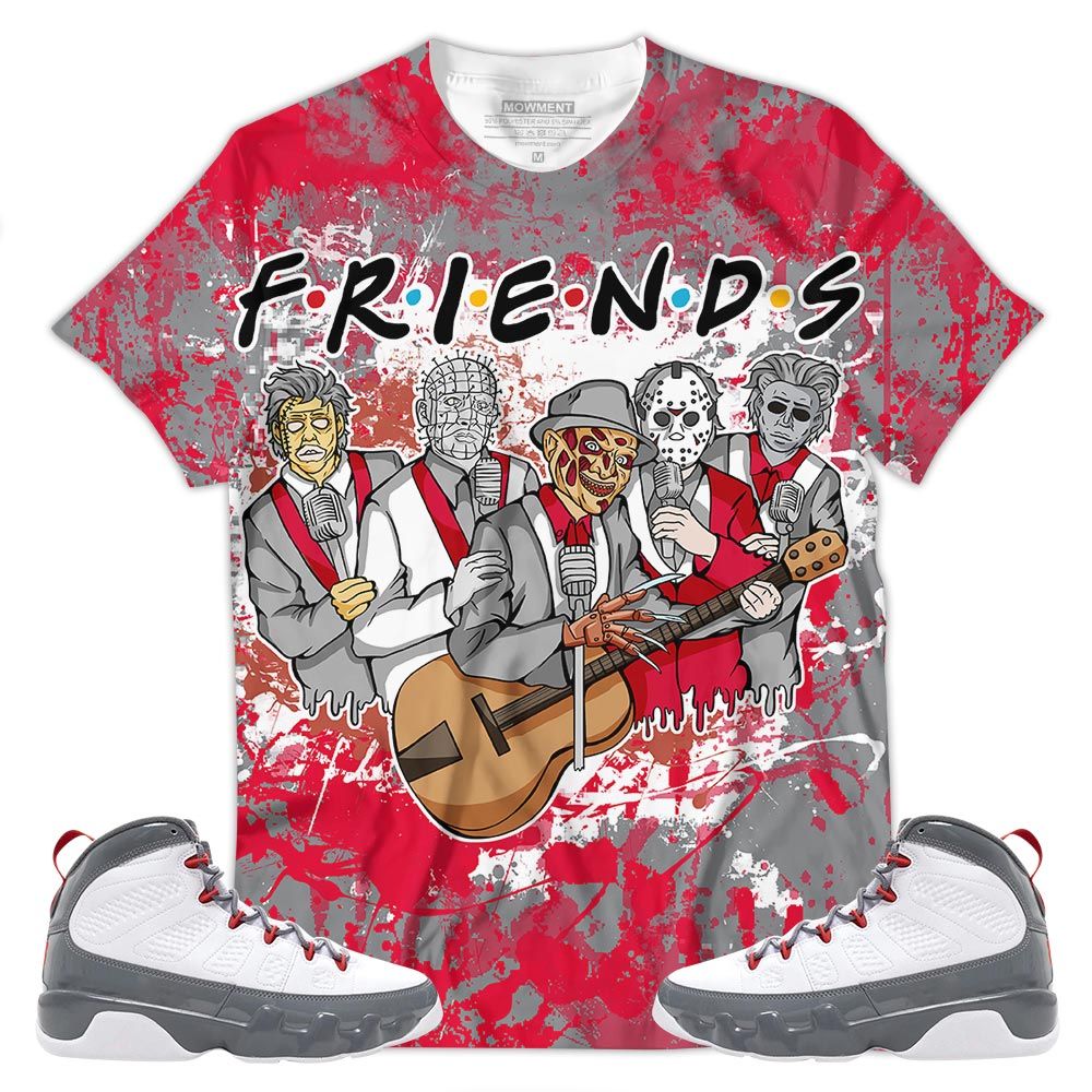 Friend Horror Drip Sneaker Shirt Match Fire Red 9S, Jordan 9 Retro Fire Red Hoodie Sweatshirt Tee All Over Print MKO Shirt