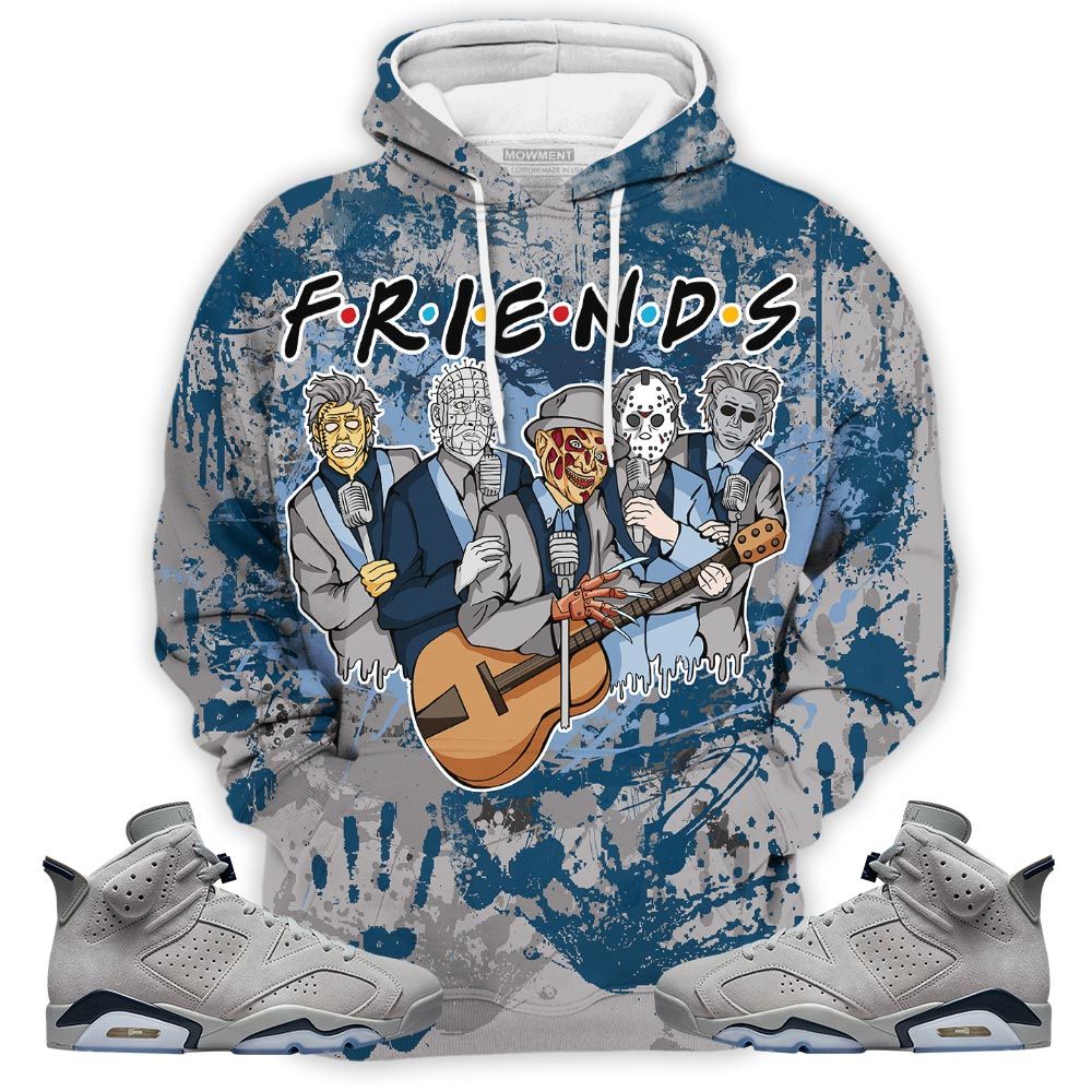 Friend Horror Drip Sneaker Shirt Match Georgetown 6S, Jordan 6 Retro Georgetown Hoodie Sweatshirt Tee All Over Print MKO Shirt