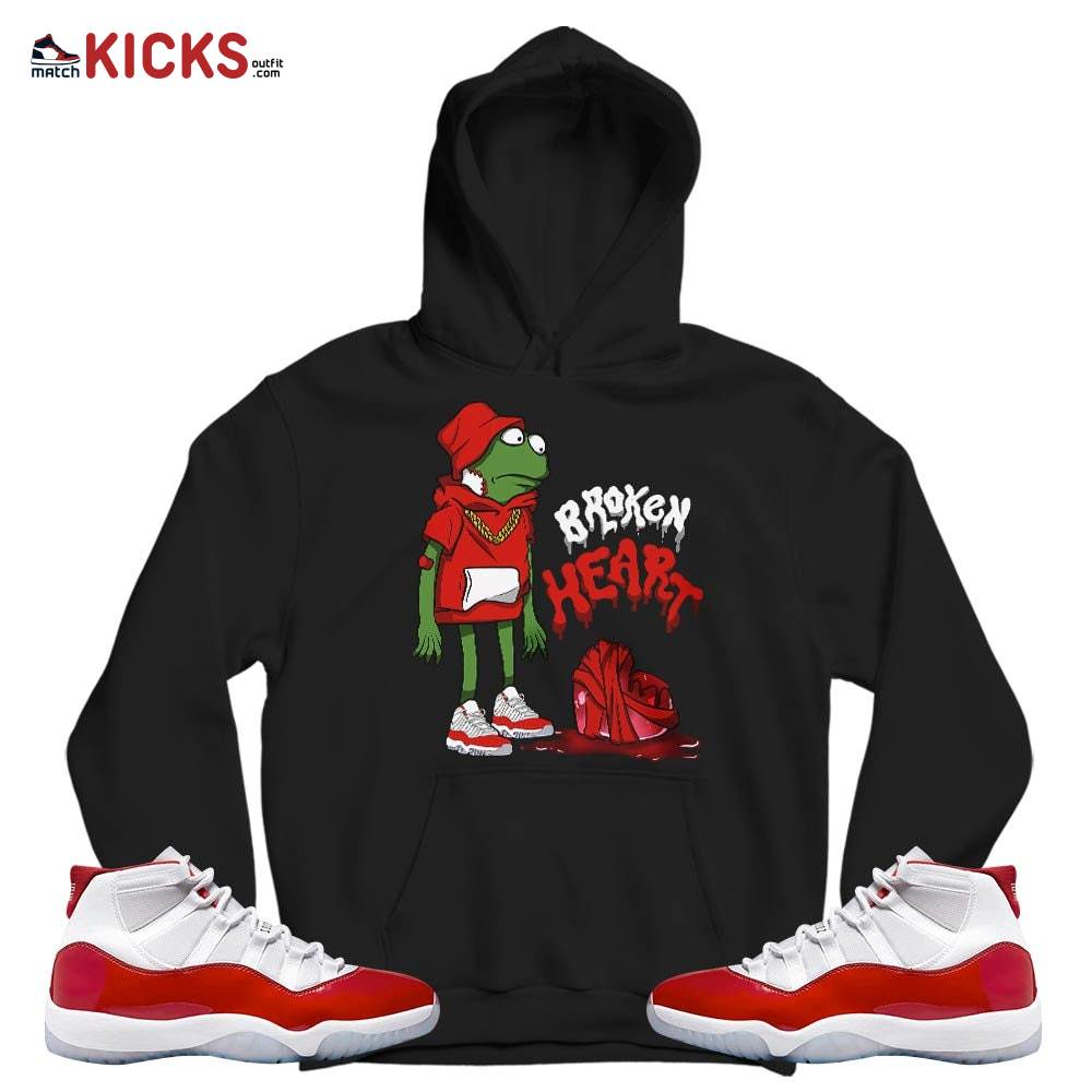 frog Broken Heart Sneaker Shirt Match 11 Varsity Red, Jordan 11 Retro Cherry MKO T-Shirt frog Broken Heart Sneaker Shirt Match 11 Varsity Red, Jordan 11 Retro Cherry MKO T-Shirt