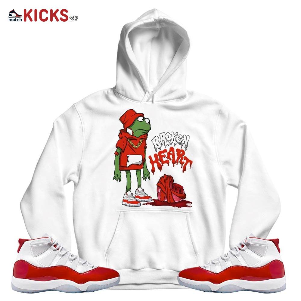 frog Broken Heart Sneaker Shirt Match 11 Varsity Red, Jordan 11 Retro Cherry MKO T-Shirt frog Broken Heart Sneaker Shirt Match 11 Varsity Red, Jordan 11 Retro Cherry MKO T-Shirt