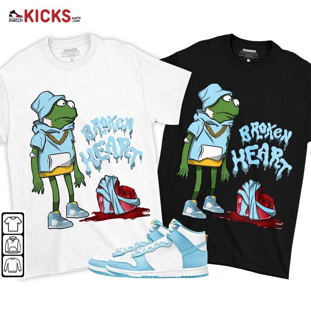 Frog Broken Heart Sneaker Shirt Match Dunk High Blue Chill, Dunk High Homer Simpson MKO T-Shirt