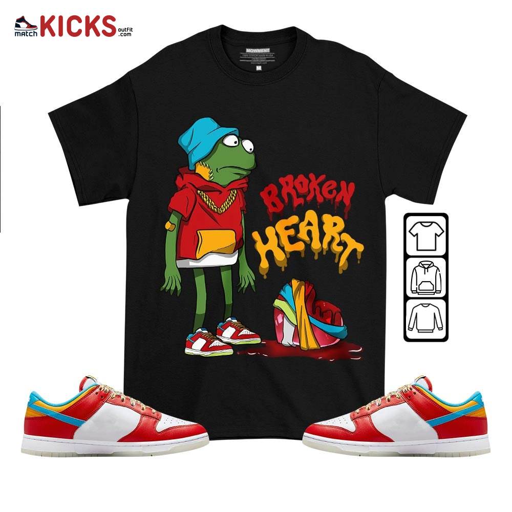 Frog Broken Heart Sneaker Shirt Match Fruity Pebbles Shoes, Dunk Low Fruity Pebbles MKO T-Shirt