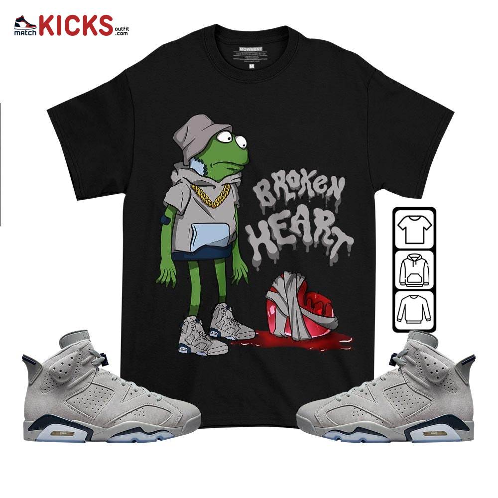 Frog Broken Heart Sneaker Shirt Match Georgetown 6s, Jordan 6 Retro Georgetown MKO T-Shirt