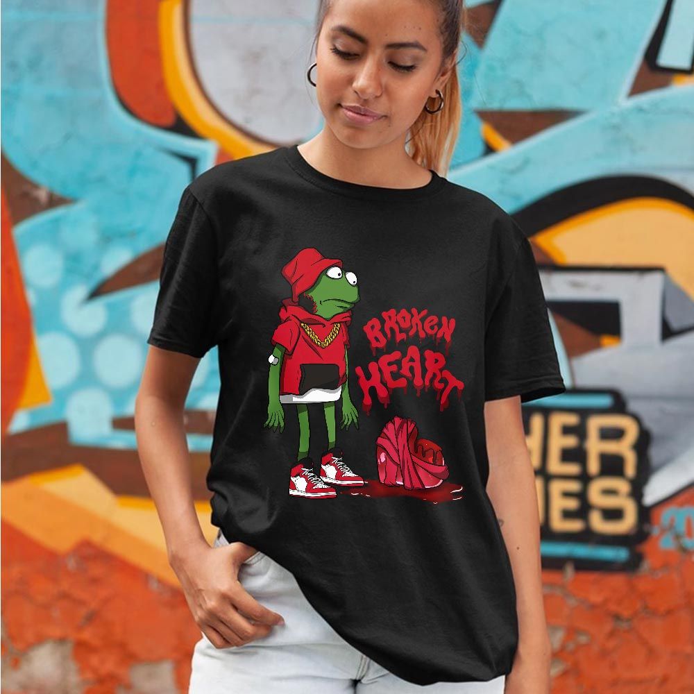 Frog Broken Heart Sneaker Shirt Match High OG Chicago 1s, Jordan 1 Lost Found Chicago MKO T-Shirt Frog Broken Heart Sneaker Shirt Match High OG Chicago 1s, Jordan 1 Lost Found Chicago MKO T-Shirt
