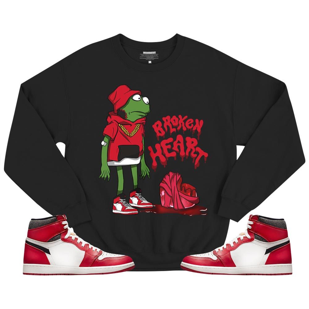 Frog Broken Heart Sneaker Shirt Match High OG Chicago 1s, Jordan 1 Lost Found Chicago MKO T-Shirt Frog Broken Heart Sneaker Shirt Match High OG Chicago 1s, Jordan 1 Lost Found Chicago MKO T-Shirt