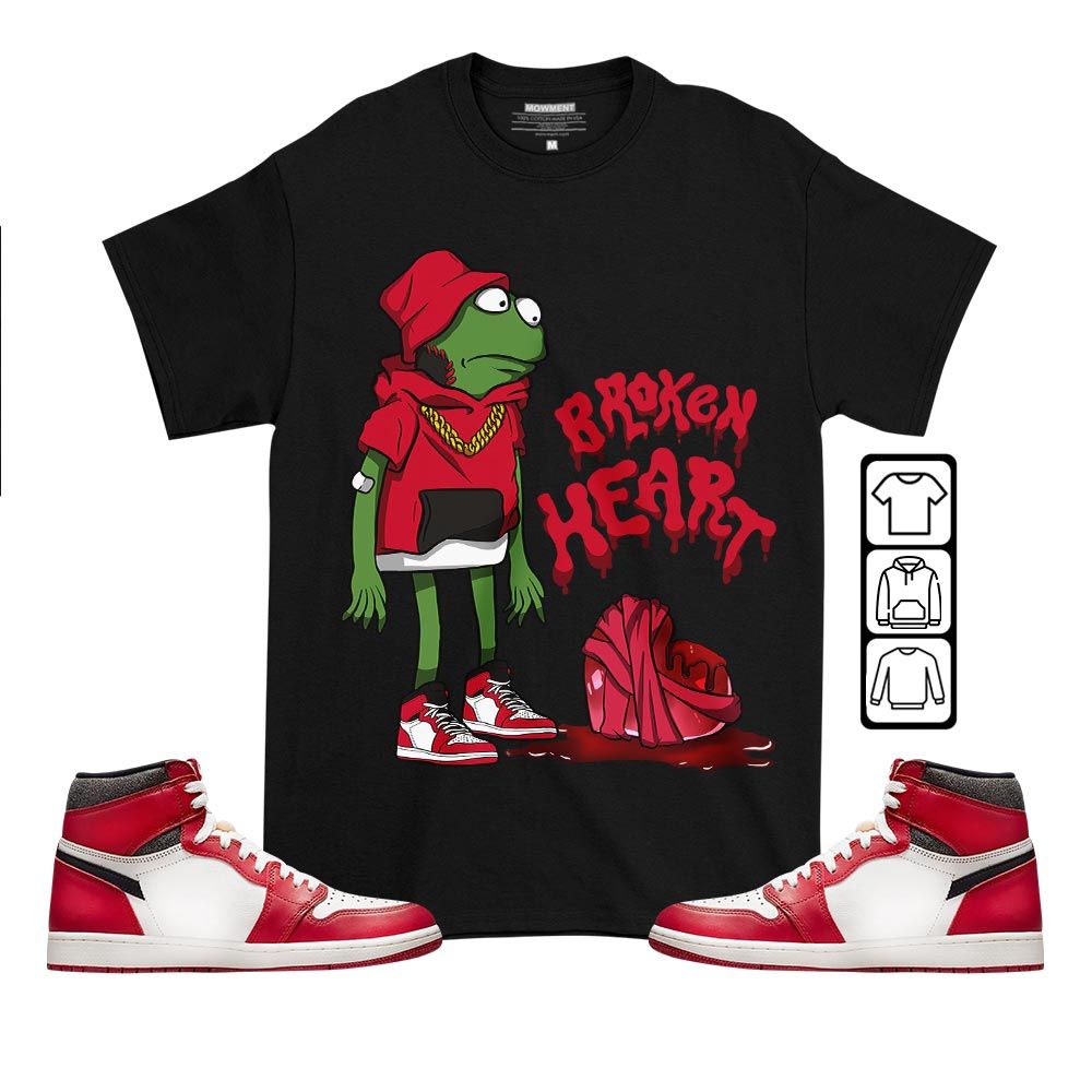 Frog Broken Heart Sneaker Shirt Match High OG Chicago 1s, Jordan 1 Lost Found Chicago MKO T-Shirt Frog Broken Heart Sneaker Shirt Match High OG Chicago 1s, Jordan 1 Lost Found Chicago MKO T-Shirt