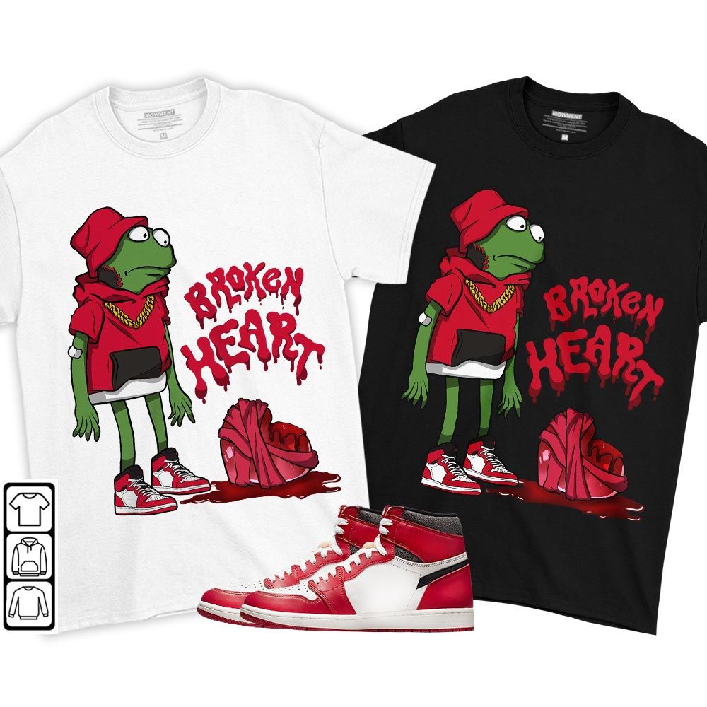 Frog Broken Heart Sneaker Shirt Match High OG Chicago 1s, Jordan 1 Lost Found Chicago MKO T-Shirt Frog Broken Heart Sneaker Shirt Match High OG Chicago 1s, Jordan 1 Lost Found Chicago MKO T-Shirt