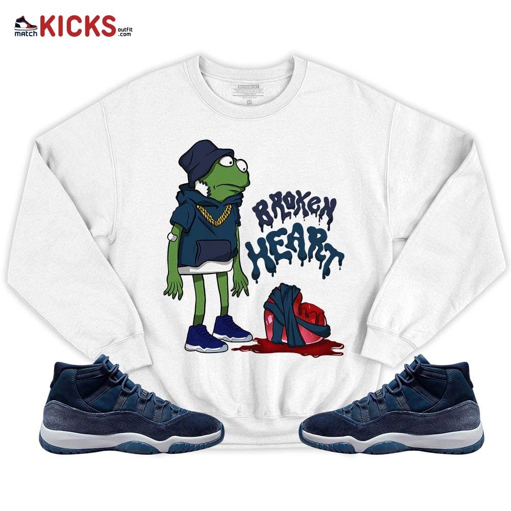 Frog Broken Heart Sneaker Shirt Match Midnight Navy 11s, Jordan 11 Retro Midnight Navy MKO T-Shirt Frog Broken Heart Sneaker Shirt Match Midnight Navy 11s, Jordan 11 Retro Midnight Navy MKO T-Shirt