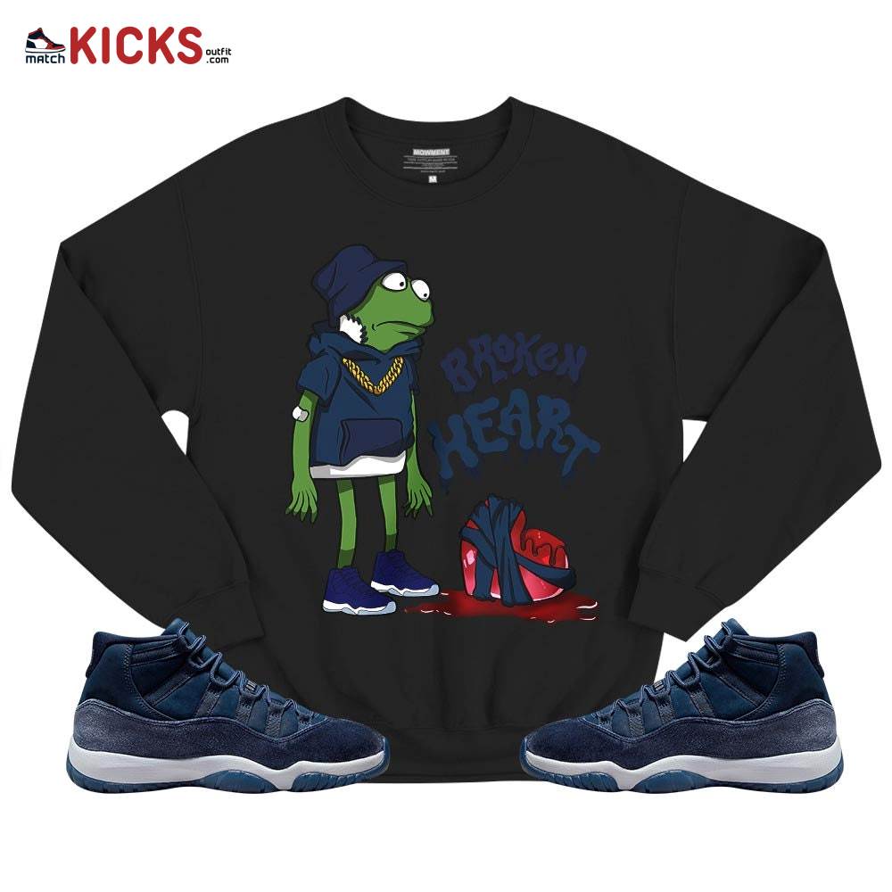 Frog Broken Heart Sneaker Shirt Match Midnight Navy 11s, Jordan 11 Retro Midnight Navy MKO T-Shirt Frog Broken Heart Sneaker Shirt Match Midnight Navy 11s, Jordan 11 Retro Midnight Navy MKO T-Shirt