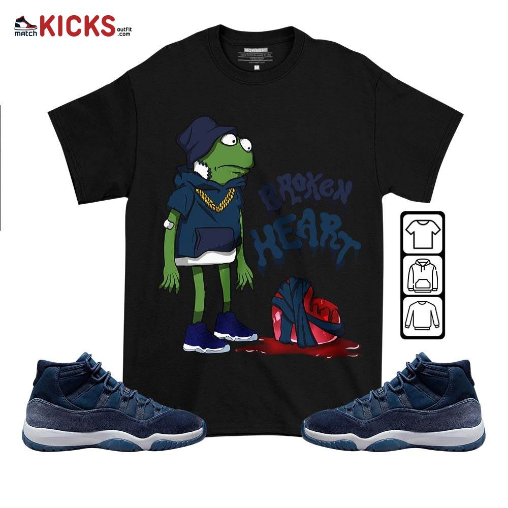 Frog Broken Heart Sneaker Shirt Match Midnight Navy 11s, Jordan 11 Retro Midnight Navy MKO T-Shirt Frog Broken Heart Sneaker Shirt Match Midnight Navy 11s, Jordan 11 Retro Midnight Navy MKO T-Shirt