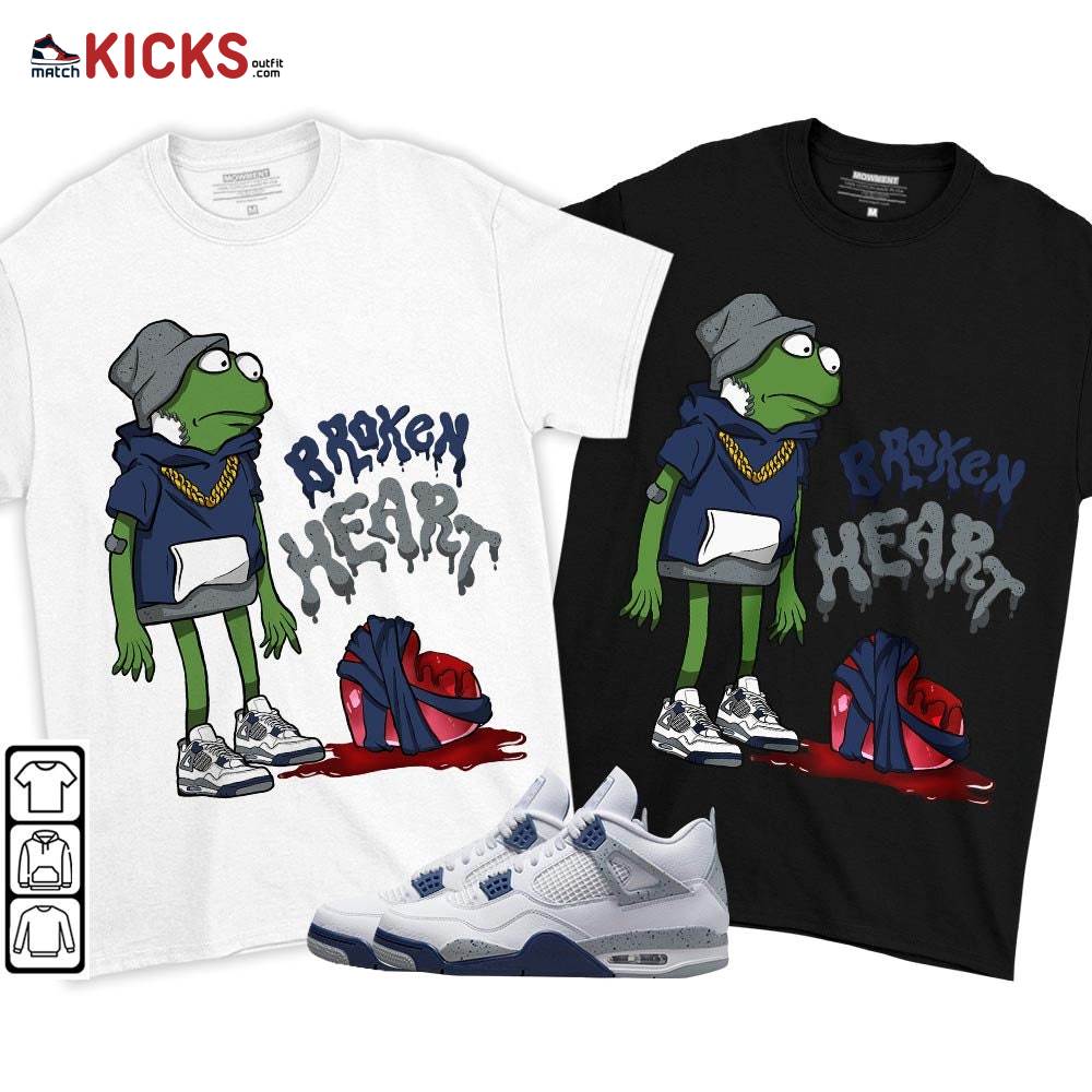 Frog Broken Heart Sneaker Shirt Match Midnight Navy 4s, Jordan 4 Retro Midnight Navy MKO T-Shirt Frog Broken Heart Sneaker Shirt Match Midnight Navy 4s, Jordan 4 Retro Midnight Navy MKO T-Shirt
