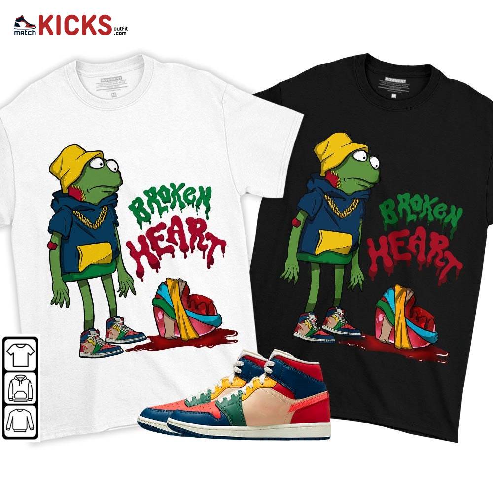 Frog Broken Heart Sneaker Shirt Match Multi Color 2022 1s, Jordan 1 Mid Multi Color 2022 MKO T-Shirt Frog Broken Heart Sneaker Shirt Match Multi Color 2022 1s, Jordan 1 Mid Multi Color 2022 MKO T-Shirt