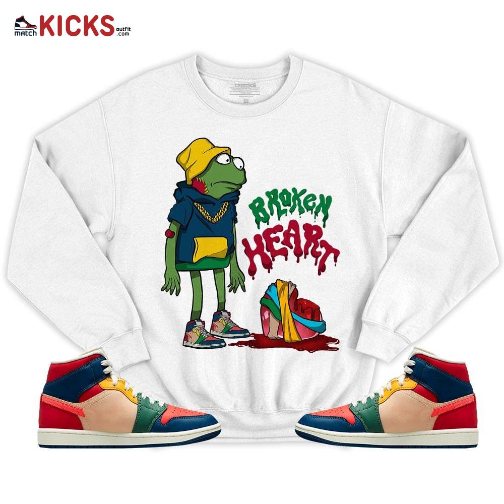 Frog Broken Heart Sneaker Shirt Match Multi Color 2022 1s, Jordan 1 Mid Multi Color 2022 MKO T-Shirt Frog Broken Heart Sneaker Shirt Match Multi Color 2022 1s, Jordan 1 Mid Multi Color 2022 MKO T-Shirt