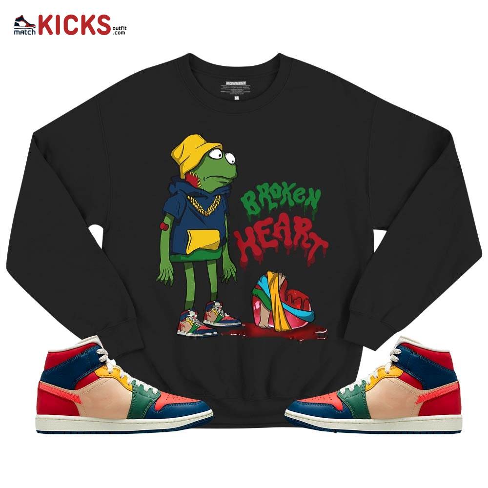 Frog Broken Heart Sneaker Shirt Match Multi Color 2022 1s, Jordan 1 Mid Multi Color 2022 MKO T-Shirt Frog Broken Heart Sneaker Shirt Match Multi Color 2022 1s, Jordan 1 Mid Multi Color 2022 MKO T-Shirt
