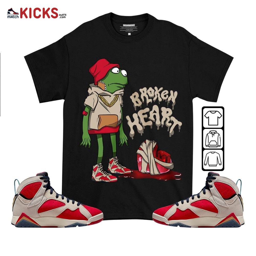 Frog Broken Heart Sneaker Shirt Match Trophy Room 7s, Jordan 7 Trophy Room MKO T-Shirt