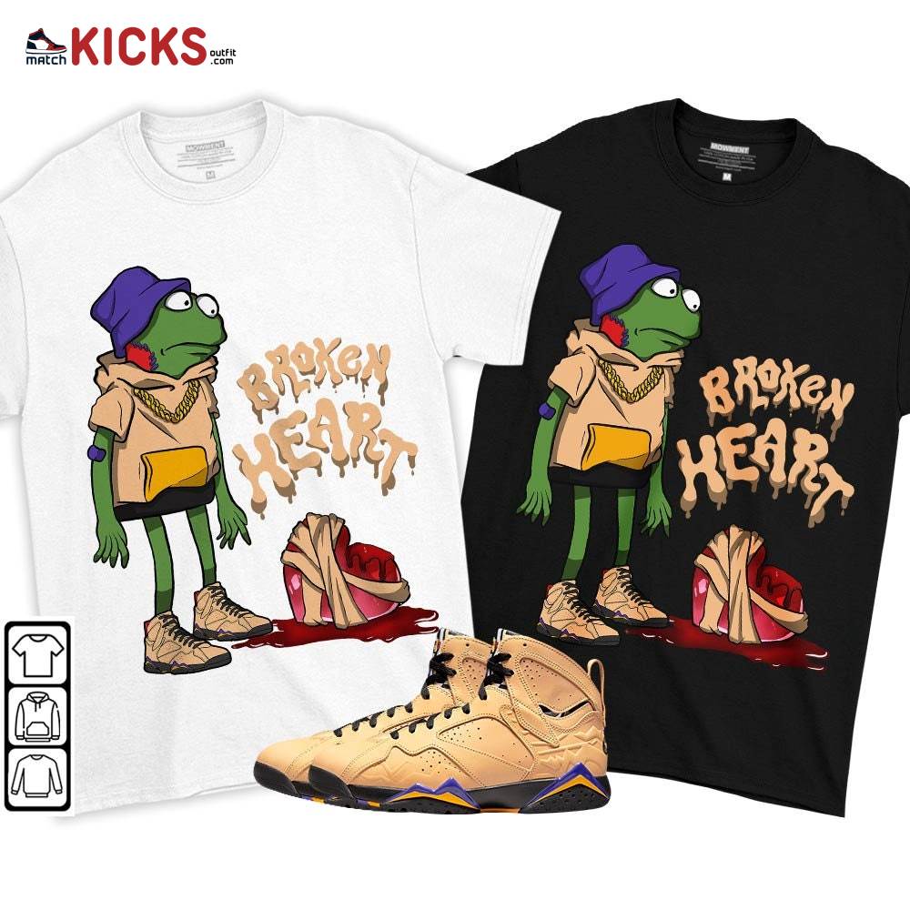 Frog Broken Heart Sneaker Shirt Match Vachetta Tan 7s, Jordan 7 SE Afrobeats MKO T-Shirt Frog Broken Heart Sneaker Shirt Match Vachetta Tan 7s, Jordan 7 SE Afrobeats MKO T-Shirt