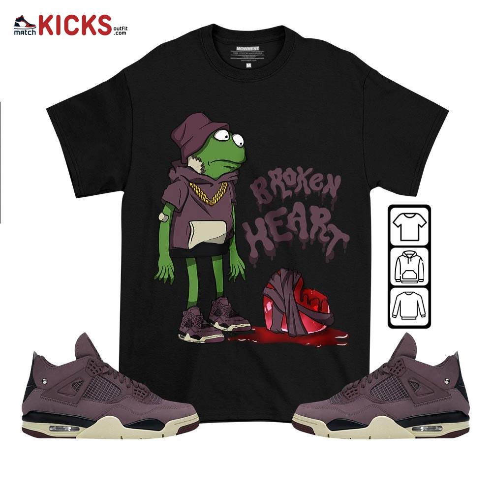 Frog Broken Heart Sneaker Shirt Match Violet Ore 4s, Jordan 4 A Ma Maniere Violet Ore MKO T-Shirt