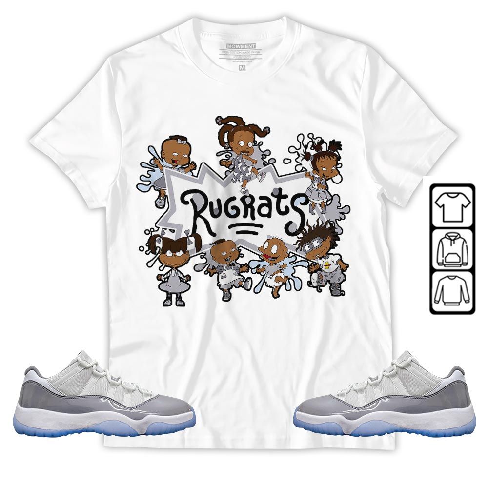 Funny Cartoon 90s Kids Melanin Sneaker Shirt Match Cement Grey 11s, Jordan 11 Low Cement Grey MKO T-Shirt