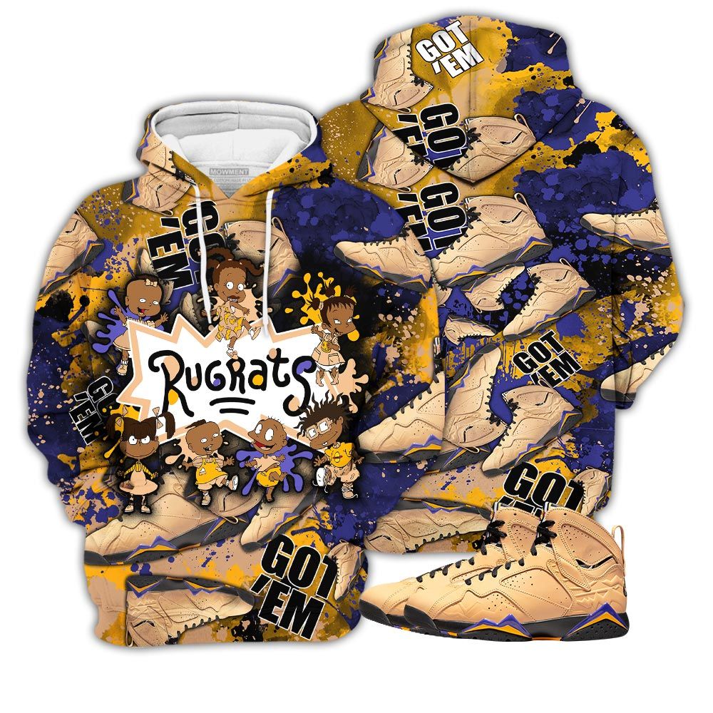 Funny Cartoon 90S Kids Melanin Sneaker Shirt Match Retro Vachetta Tan 7S, Jordan 7 Se Afrobeats Hoodie Sweatshirt Tee All Over Print MKO Shirt