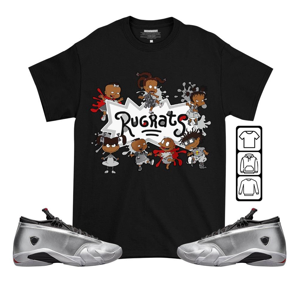 Funny Cartoon 90s Kids Sneaker Shirt Match 14 Low Metallic Silver, Jordan 14 Metallic Silver MKO T-Shirt
