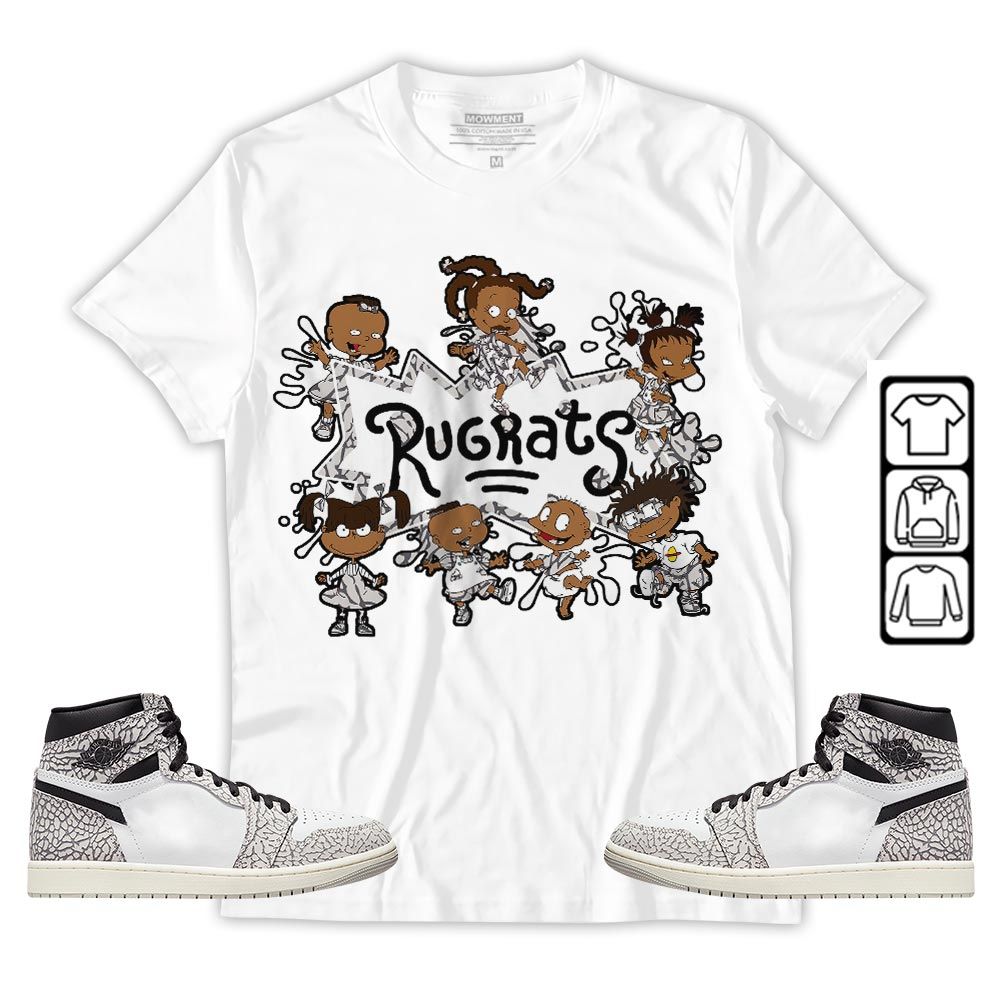 Funny Cartoon 90s Sneaker Shirt Match OG Elephant 1s, Jordan 1 White Cement MKO T-Shirt
