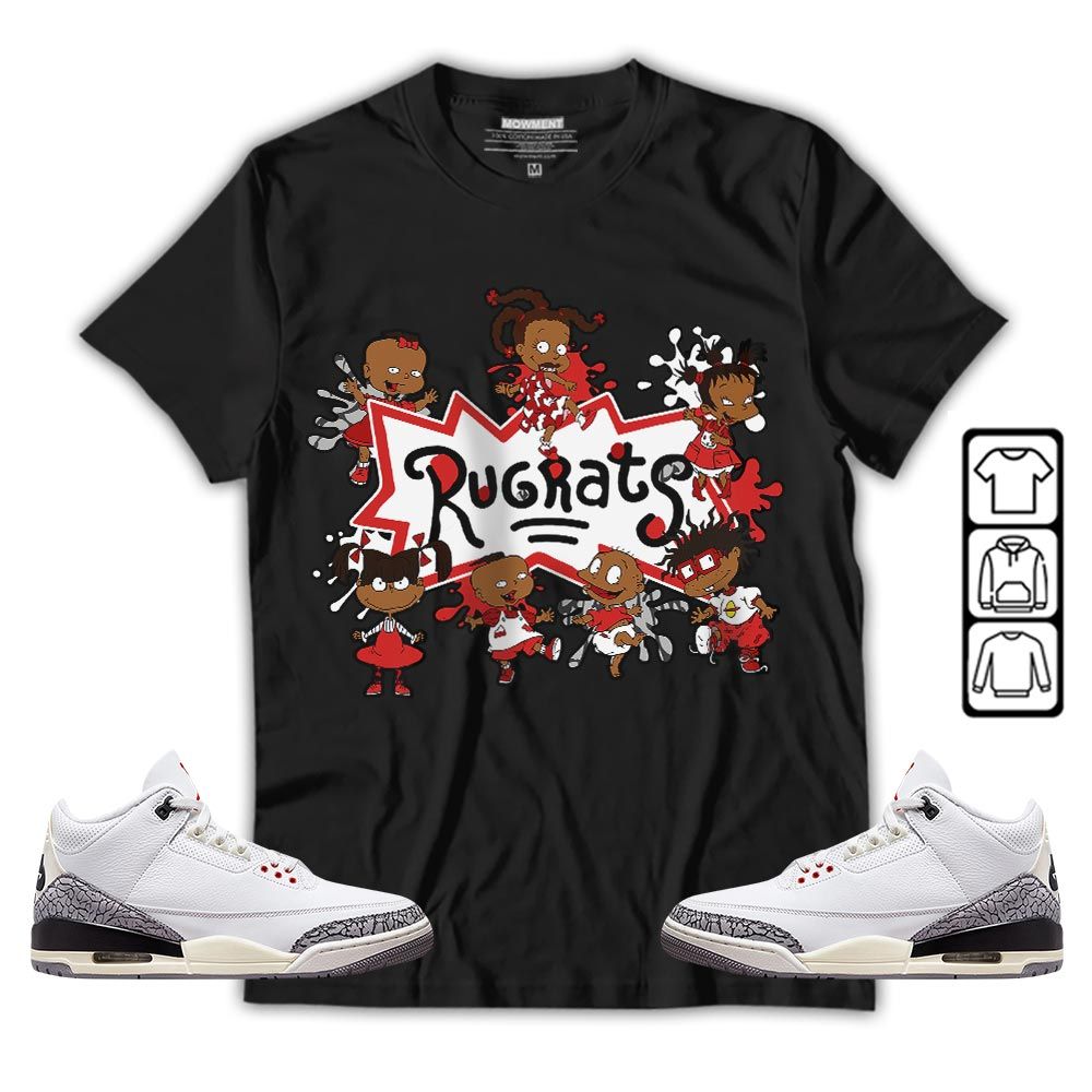 Funny Cartoon 90s Sneaker Shirt Match White Cement 3s, Jordan Retro 3 White Cement MKO T-Shirt