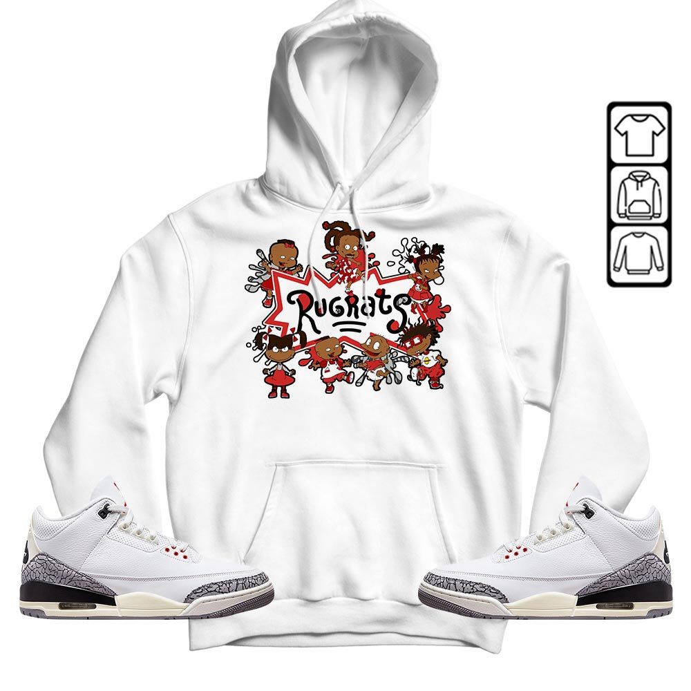 Funny Cartoon 90s Sneaker Shirt Match White Cement 3s, Jordan Retro 3 White Cement MKO T-Shirt