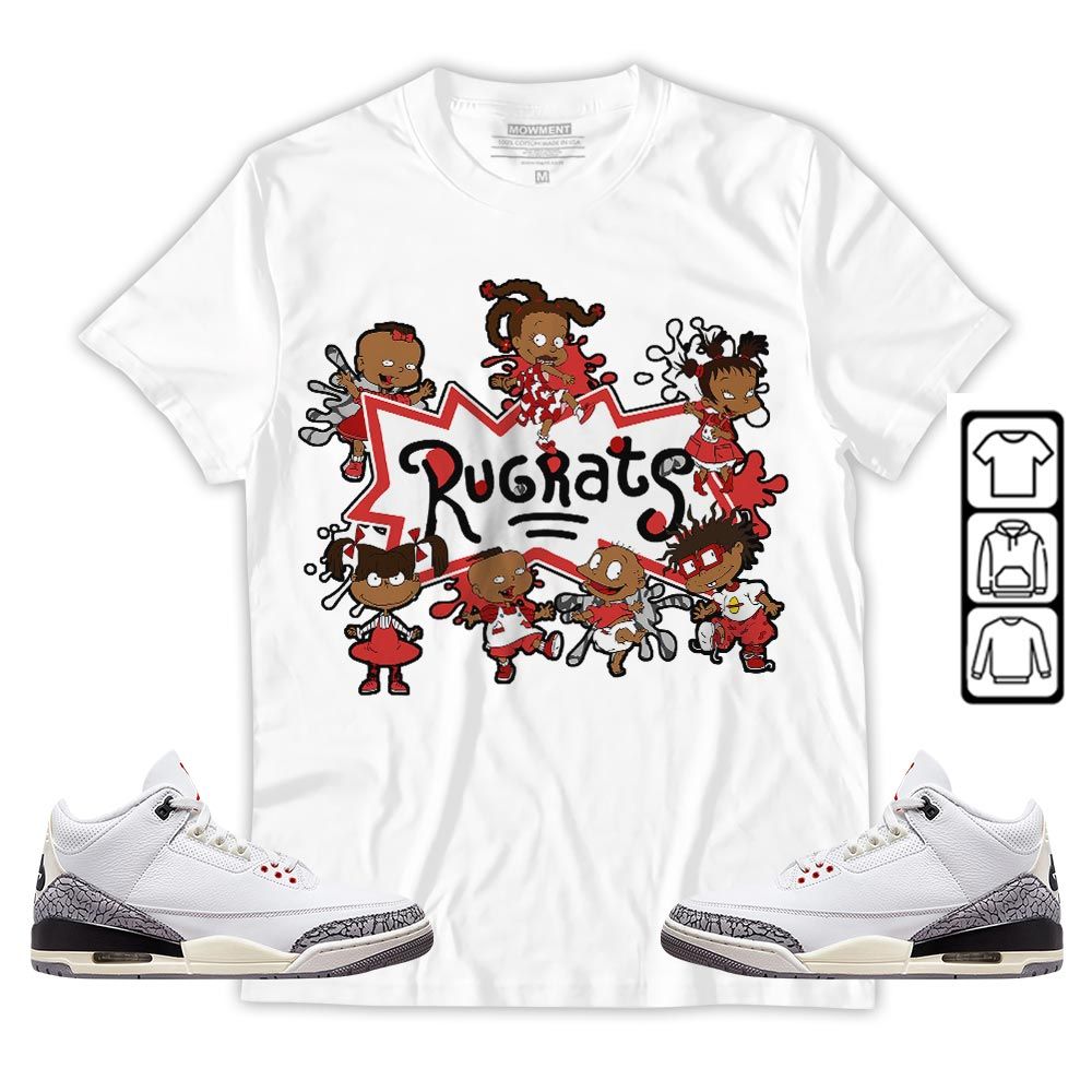 Funny Cartoon 90s Sneaker Shirt Match White Cement 3s, Jordan Retro 3 White Cement MKO T-Shirt