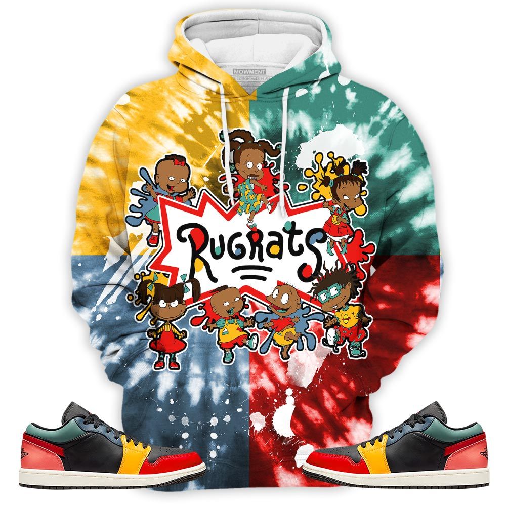 Funny Cartoon 90S Tiedye Sneaker Shirt Match 1 Se Black Multi Color, Jordan 1 Low Black Fire Red Taxi Hoodie Sweatshirt Tee All Over Print MKO Shirt