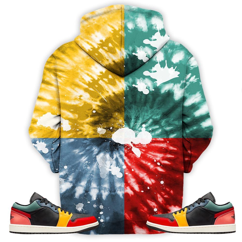 Funny Cartoon 90S Tiedye Sneaker Shirt Match 1 Se Black Multi Color, Jordan 1 Low Black Fire Red Taxi Hoodie Sweatshirt Tee All Over Print MKO Shirt
