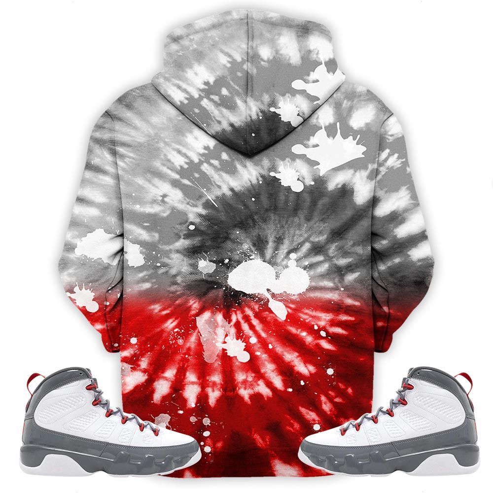 Funny Cartoon 90S Tiedye Sneaker Shirt Match Grey Fire Red 9S, Jordan 9 Retro Fire Red Hoodie Sweatshirt Tee All Over Print MKO Shirt