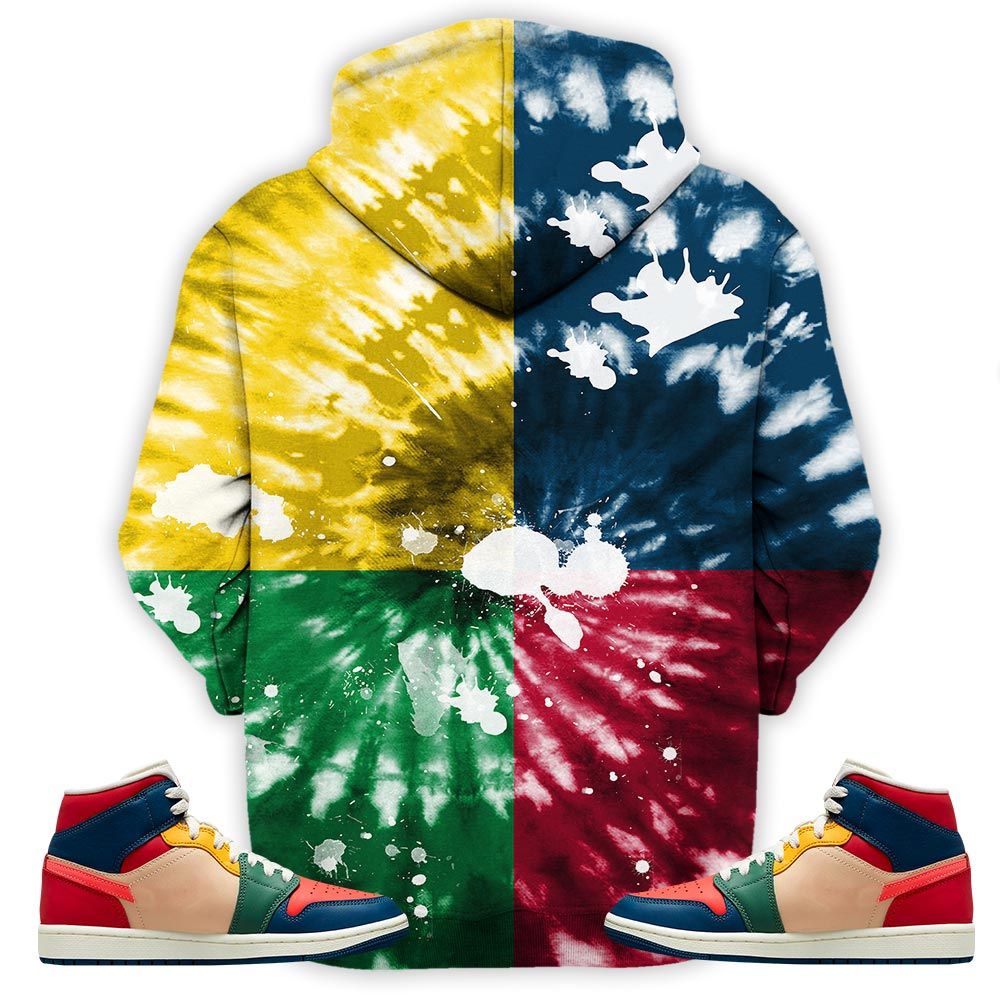Funny Cartoon 90S Tiedye Sneaker Shirt Match Mid Multi Color 2022 1S, Jordan 1 Mid Multi Color 2022 Hoodie Sweatshirt Tee All Over Print MKO Shirt