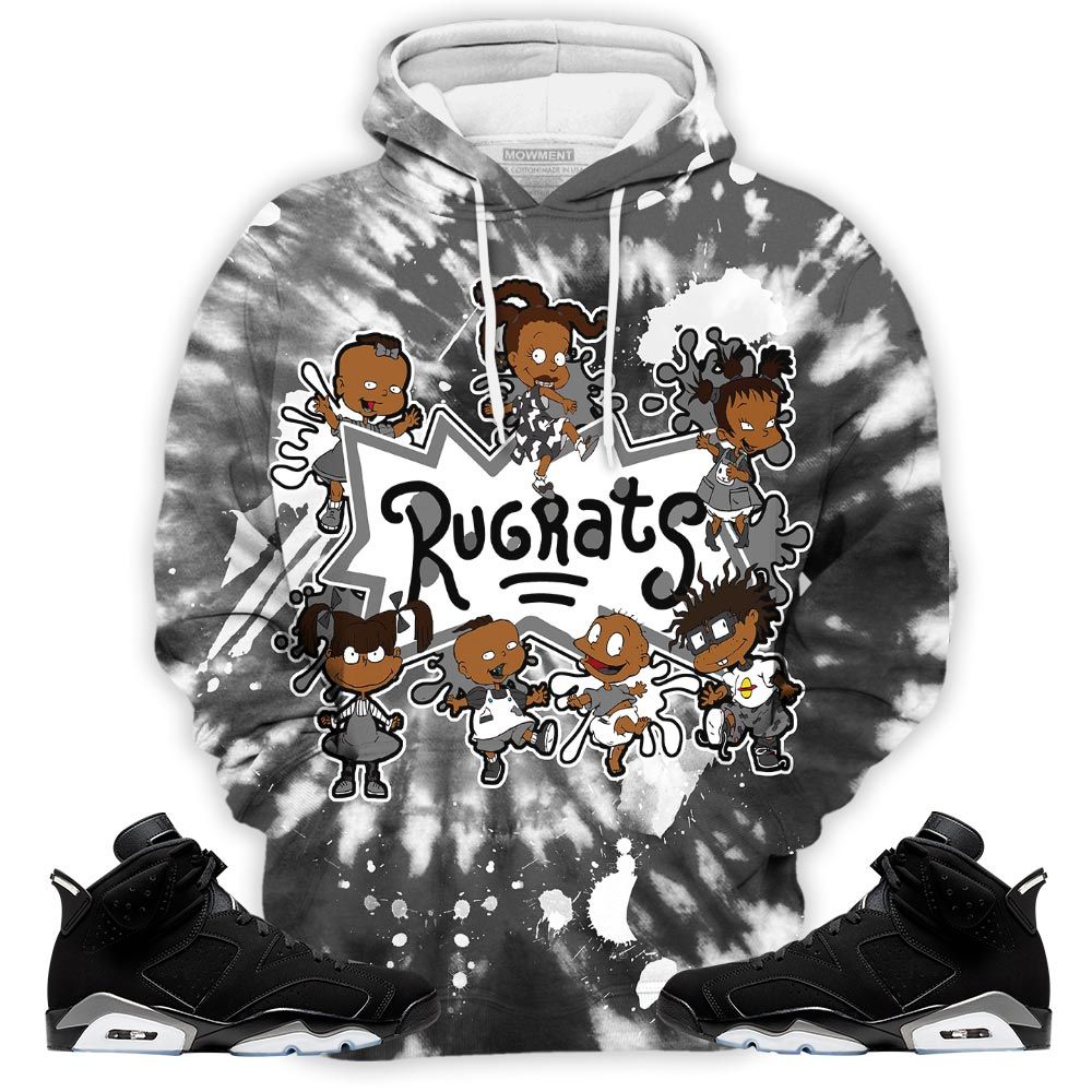 Funny Cartoon 90S Tiedye Sneaker Shirt Match Retro Metallic Silver 6S, Jordan 6 Black Chrome Hoodie Sweatshirt Tee All Over Print MKO Shirt