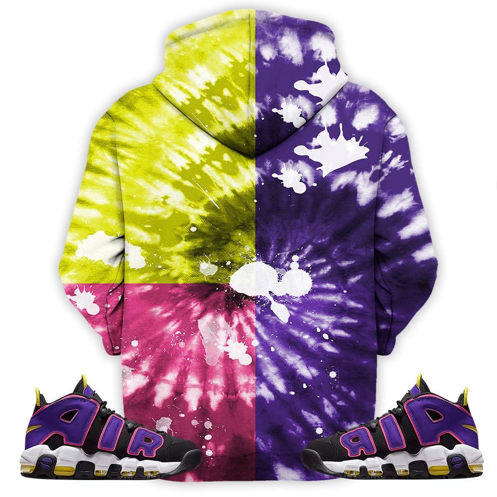 Funny Cartoon 90S Tiedye Sneaker Shirt Match Uptempo Black Multi Color, Air More Uptempo Black Court Purple Hoodie Sweatshirt Tee All Over Print MKO Shirt