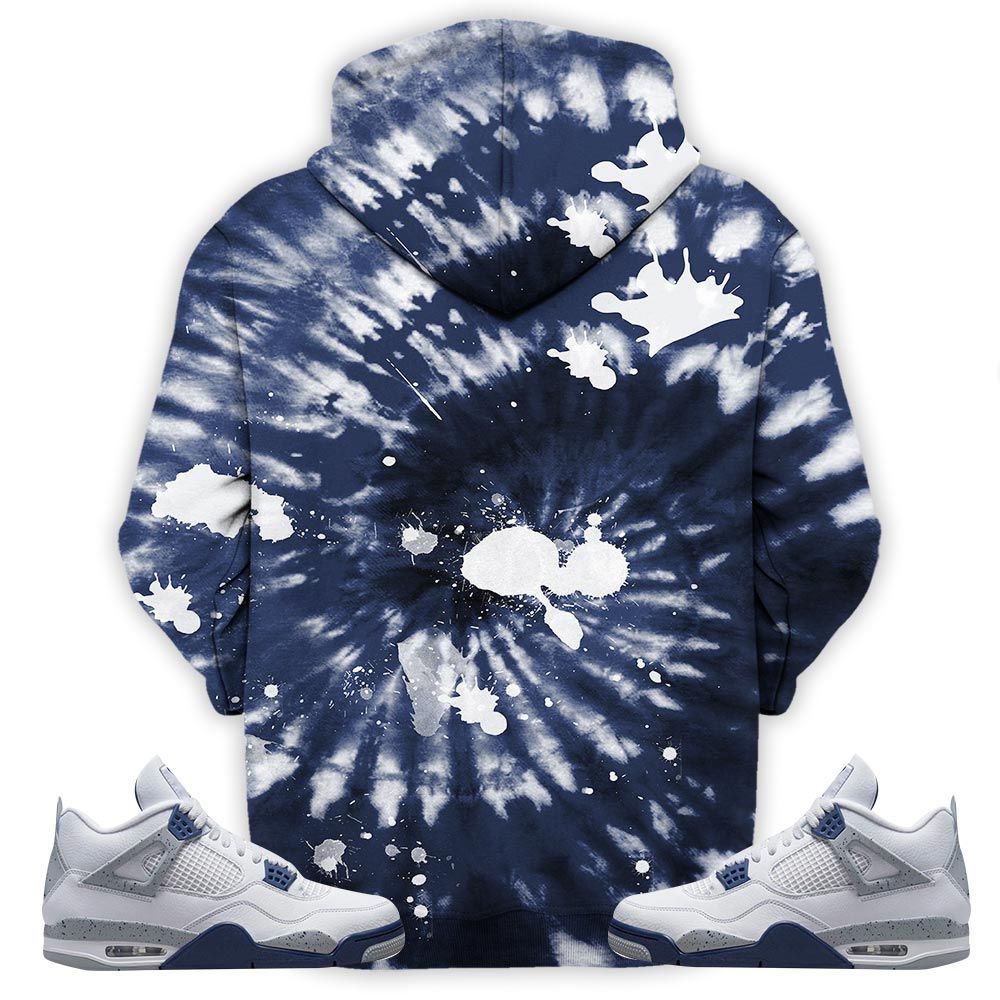 Funny Cartoon 90S Tiedye Sneaker Shirt Match White Midnight Navy 4S, Jordan 4 Retro Midnight Navy Hoodie Sweatshirt Tee All Over Print MKO Shirt