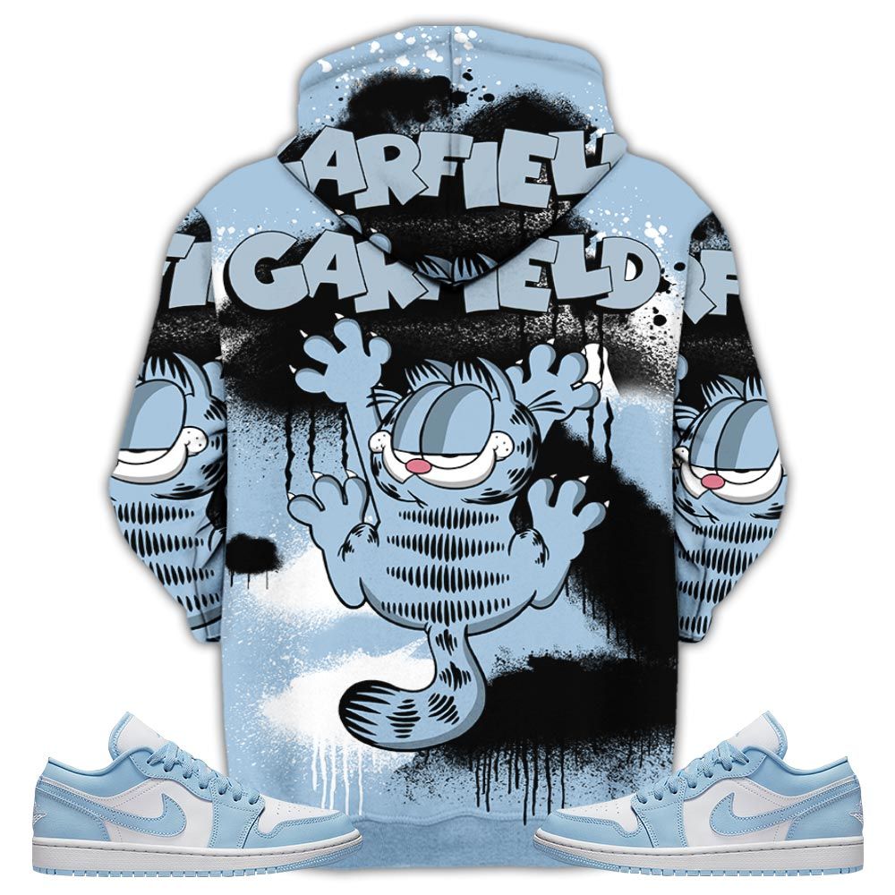Funny Garfield Odie Sneaker Shirt Match 1 Low Gets Icy, Jordan 1 Low Ice Blue Hoodie Sweatshirt Tee All Over Print MKO Shirt
