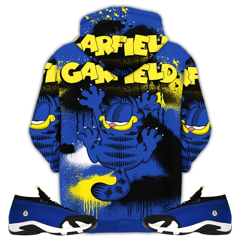 Funny Garfield Odie Sneaker Shirt Match 2023 Blue Laney 14S, Jordan 14 Laney Hoodie Sweatshirt Tee All Over Print MKO Shirt