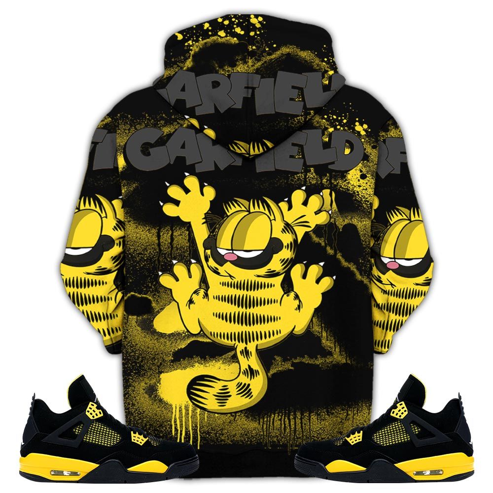 Funny Garfield Odie Sneaker Shirt Match 2023 Thunder 4S, Jordan Retro 4 Thunder Hoodie Sweatshirt Tee All Over Print MKO Shirt