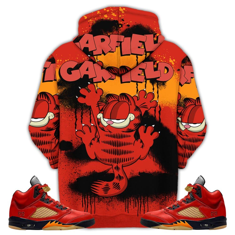 Funny Garfield Odie Sneaker Shirt Match 5 Dunk On Mars, Jordan 5 Mars For Her Hoodie Sweatshirt Tee All Over Print MKO Shirt