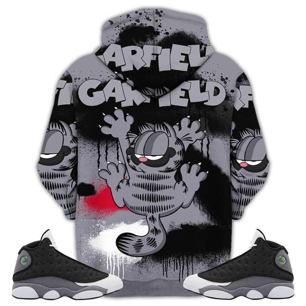 Funny Garfield Odie Sneaker Shirt Match Black Flint 13S, Jordan Retro 13 Black Flint Hoodie Sweatshirt Tee All Over Print MKO Shirt