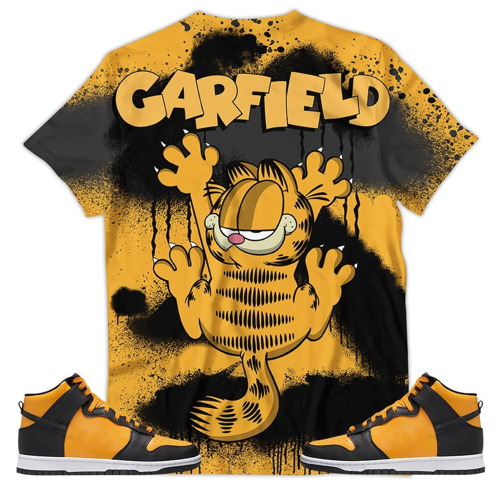 Funny Garfield Odie Sneaker Shirt Match Dunk Reverse Goldenrod, Dunk High Bruce Lee Hoodie Sweatshirt Tee All Over Print MKO Shirt