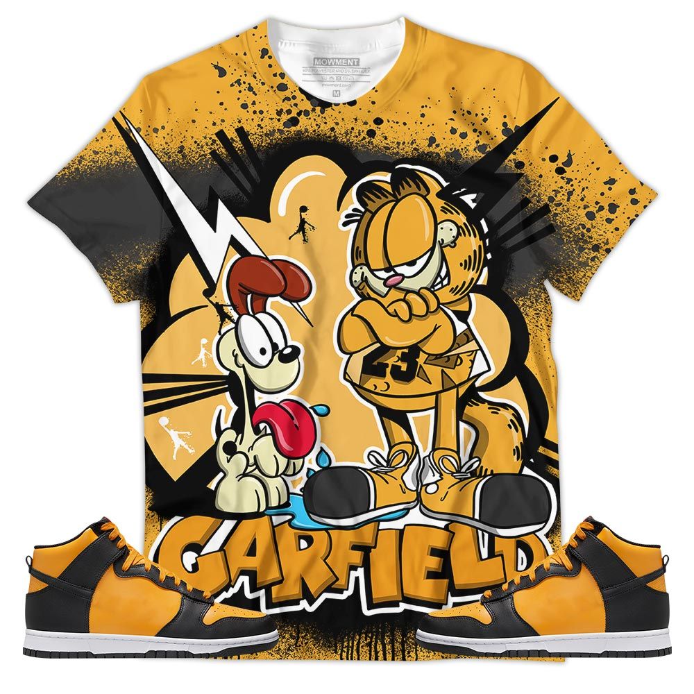 Funny Garfield Odie Sneaker Shirt Match Dunk Reverse Goldenrod, Dunk High Bruce Lee Hoodie Sweatshirt Tee All Over Print MKO Shirt