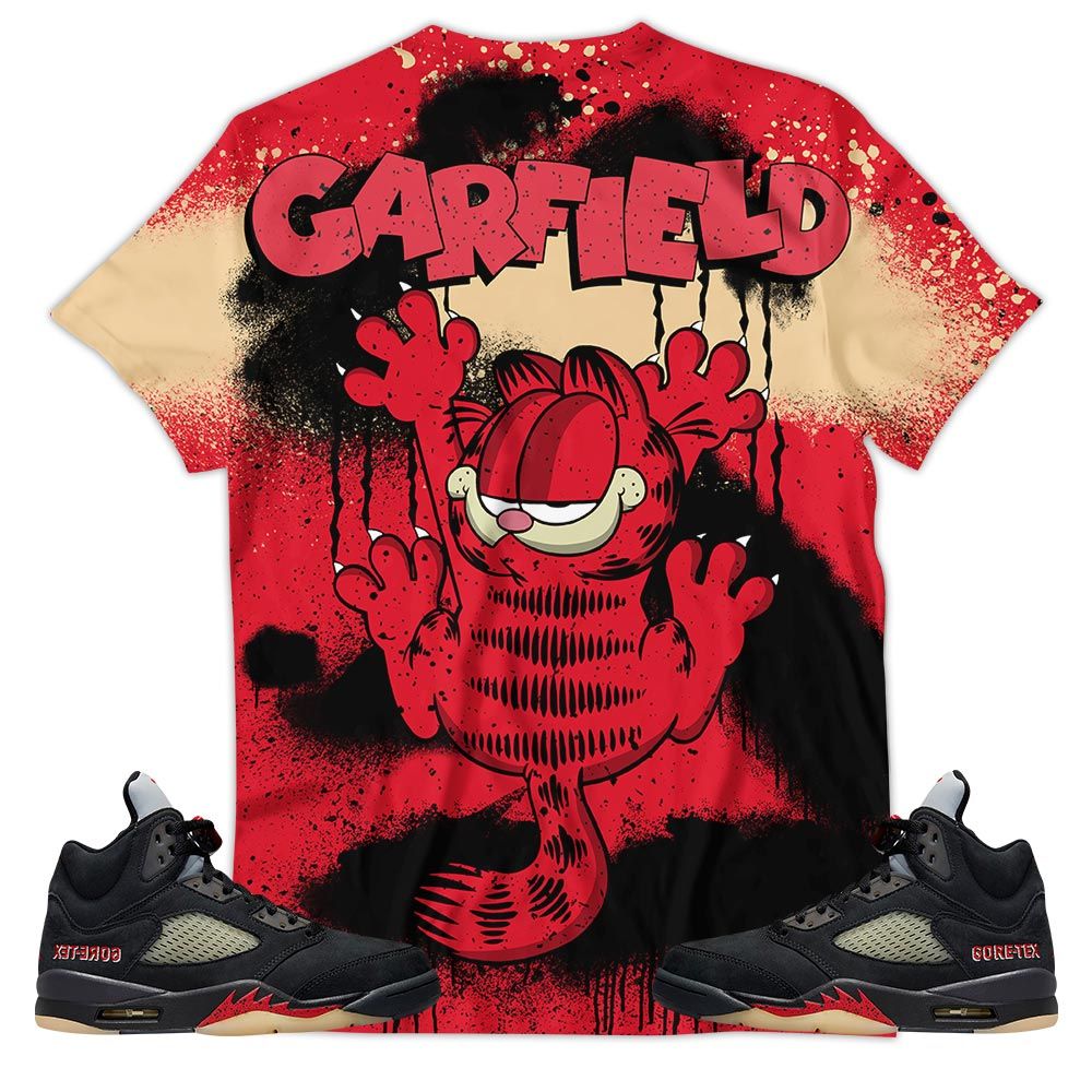 Funny Garfield Odie Sneaker Shirt Match Gore-Tex 5S, Jordan 5 Gore-Tex Off Noir Hoodie Sweatshirt Tee All Over Print MKO Shirt