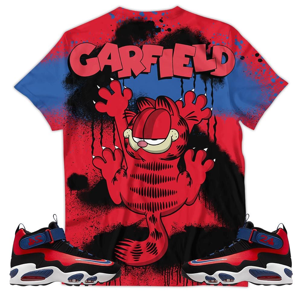 Funny Garfield Odie Sneaker Shirt Match Max 1 Navy Red Black, Air Griffey Max 1 Black Red Navy Blue Hoodie Sweatshirt Tee All Over Print MKO Shirt